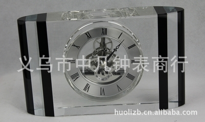 工廠直銷 透視機芯水晶不銹鋼材質(zhì)鈦金座鐘特價現(xiàn)貨